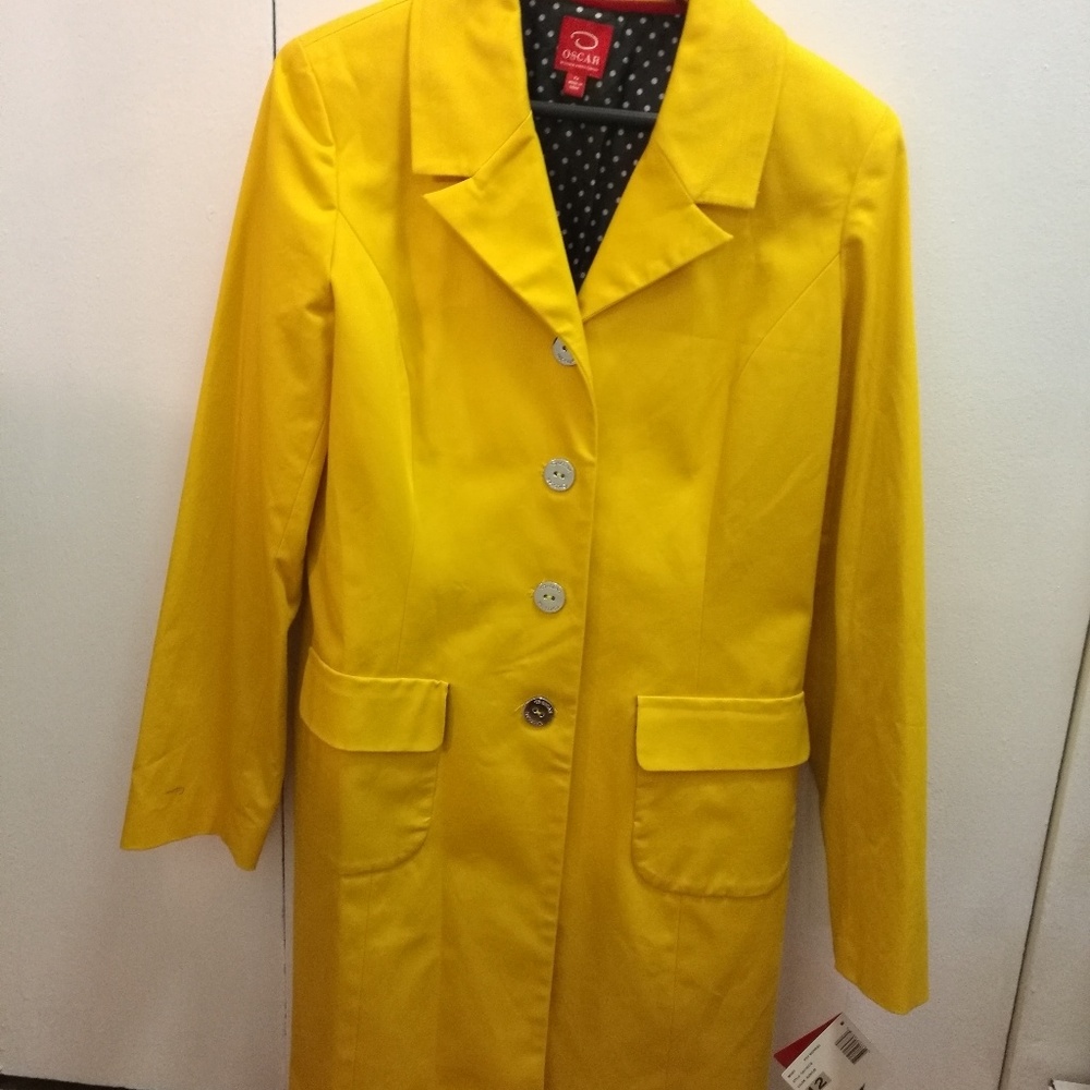 Oscar de la renta yellow cotton trench coat size12
